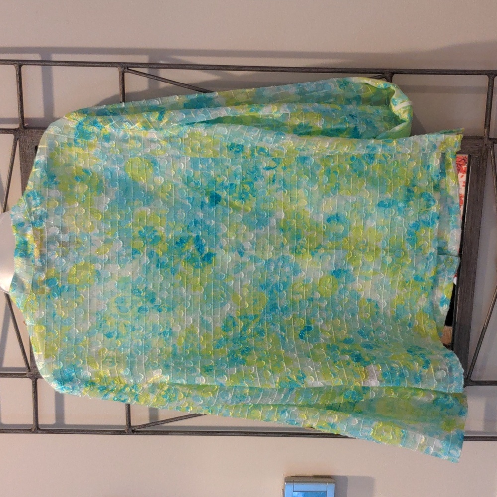 Nwot Ruby Rd Sz 12 Sheer Shimmery Button Front Ro… - image 2